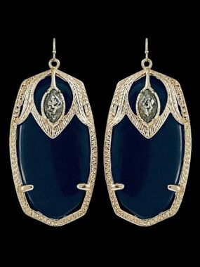 Kendra Scott Darby Gold Statement Earrings in Black Onyx & Pyrite